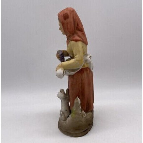 Rare Vintage Homco Old Lady Woman with Fruit Basket and Dog Figurine - Picture 3 of 7
